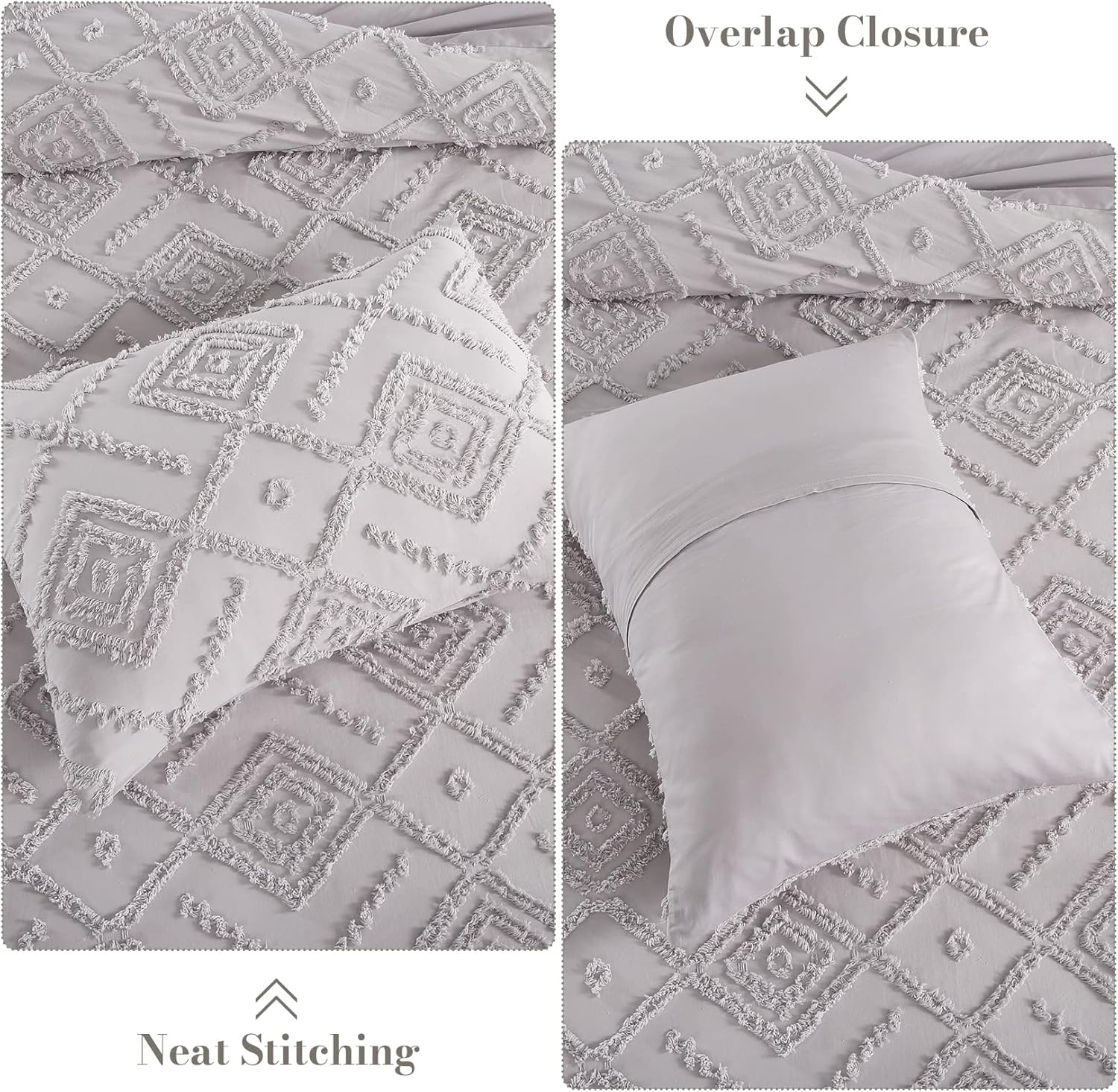 Jacquard Cotton Duvet Cover Set - 3 Pcs. Boho Chenille Geometric